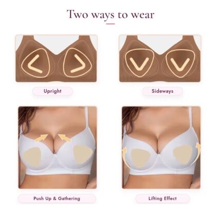 Two ways to wear HANIME sticky double-sided lift bra pads in brown