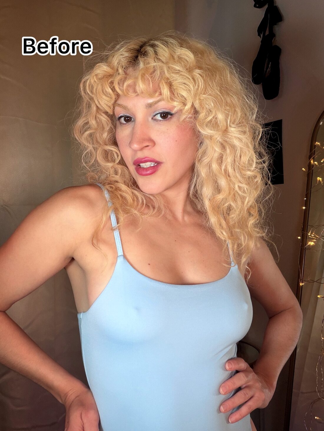 HANIME nipple covers before and after under a fitted camisole before