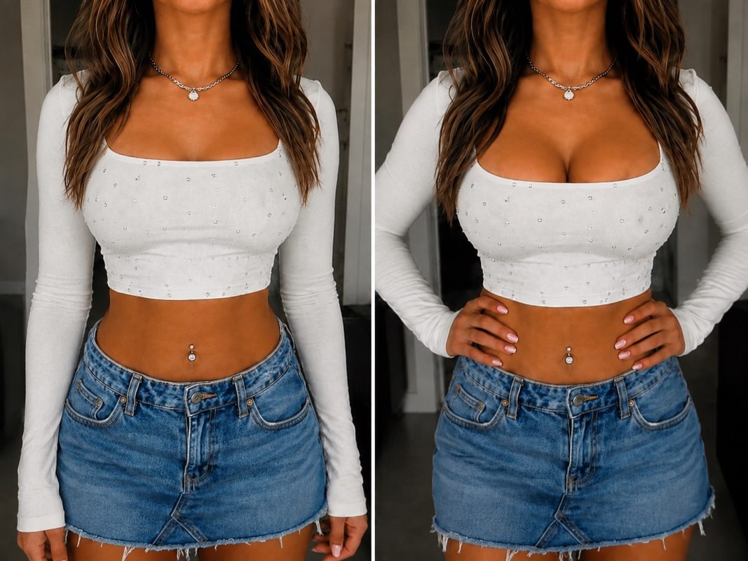 HANIME sticky double-sided lift bra pads fit example on a different body type